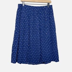 Talbots NWT Navy blue Anchor Print sailor button nautical A line Skirt 12P